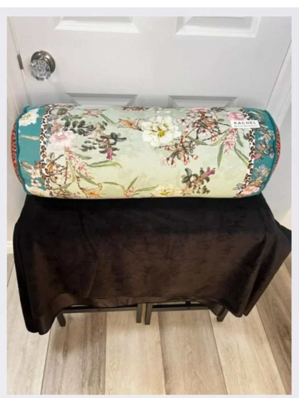 Kachel Maryrose Bolster Pillow in Mint Floral Motif from Anthropologie